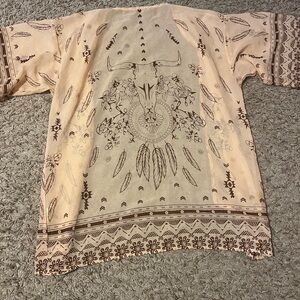 Bohemian Beige Graphic Western Top